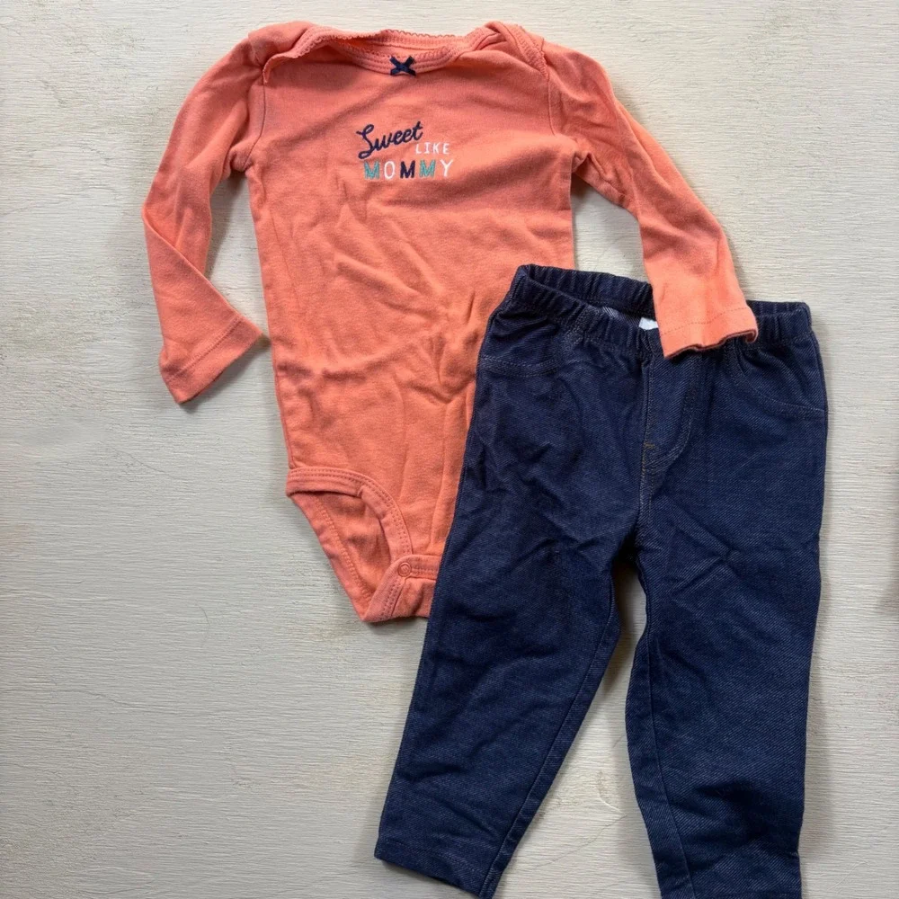 Carters Baby Girl 12 Months Clothes Bodysuits Leggings Cardigan 10pc Lot